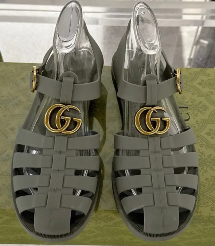 GC 25 Gold Double G Sandal Dark Green Rubber 292427
