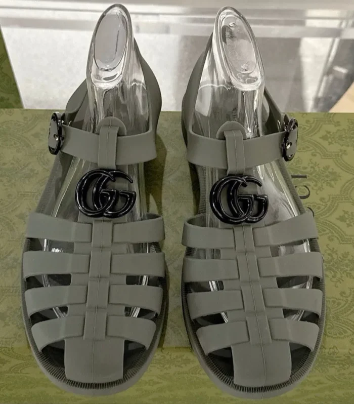 GC 25 Glossy Black Double G Sandal Dark Green Rubber 292426