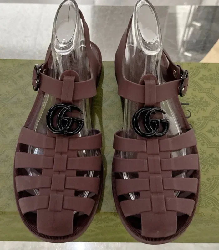 GC 25 Glossy Black Double G Sandal Bordeaux Rubber 292437