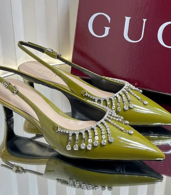 GC 25 Embellished Slingback Dark Green Patent Leather 294626