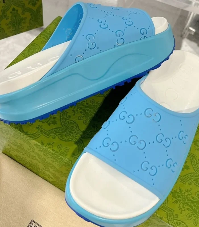 GC 25 50mm Monogram Slide Sandal Sky Blue White Cowhide 292392