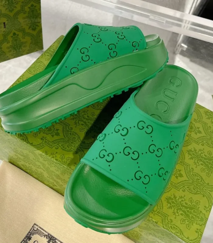 GC 25 50mm Monogram Slide Sandal Green Cowhide 292390