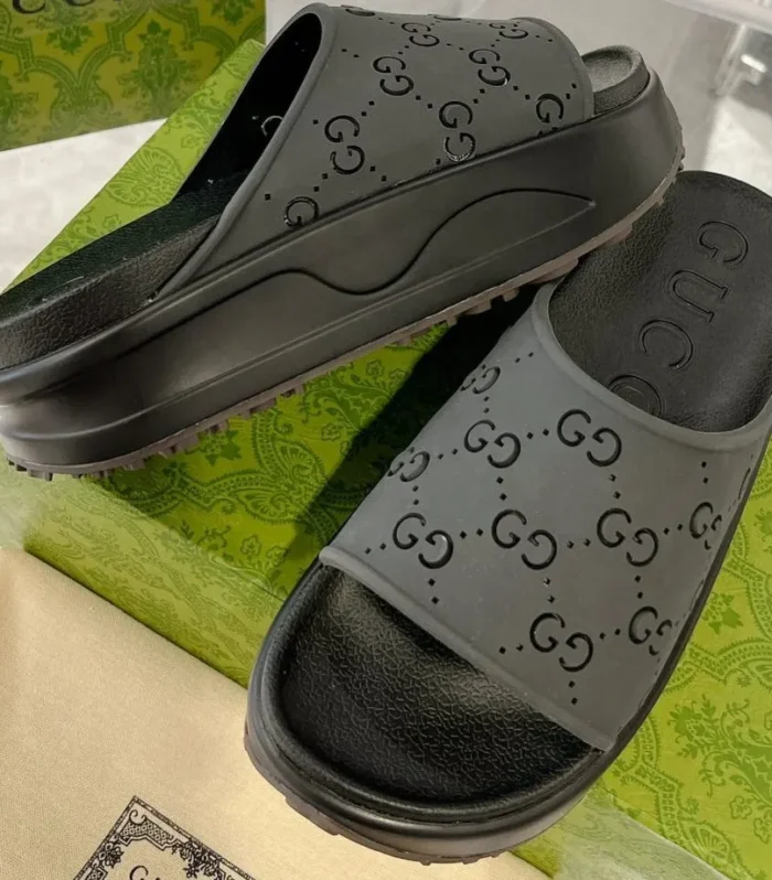 GC 25 50mm Monogram Slide Sandal Black Cowhide 292394