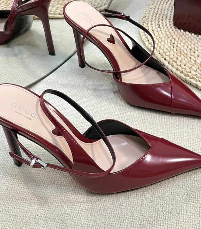 GC 100mm Heeled Slingbacks Rosso Ancora Red Sheepskin 294607