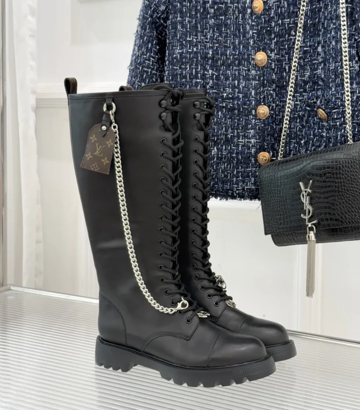 Chain-Strap Platform Boots