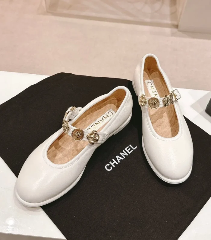 CC MARY JANES CREAM CALFSKIN LIGHT GOLD METALIC