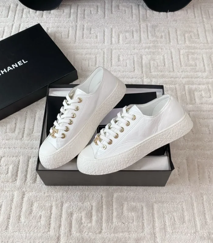 CC Low Sneaker 35mm White Wrinkled Cowhide