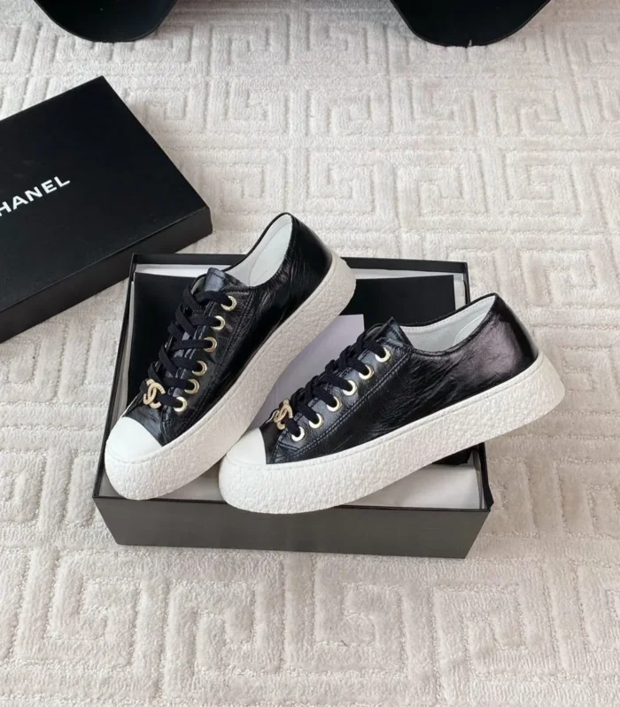 CC Low Sneaker 35mm Black Wrinkled Cowhide