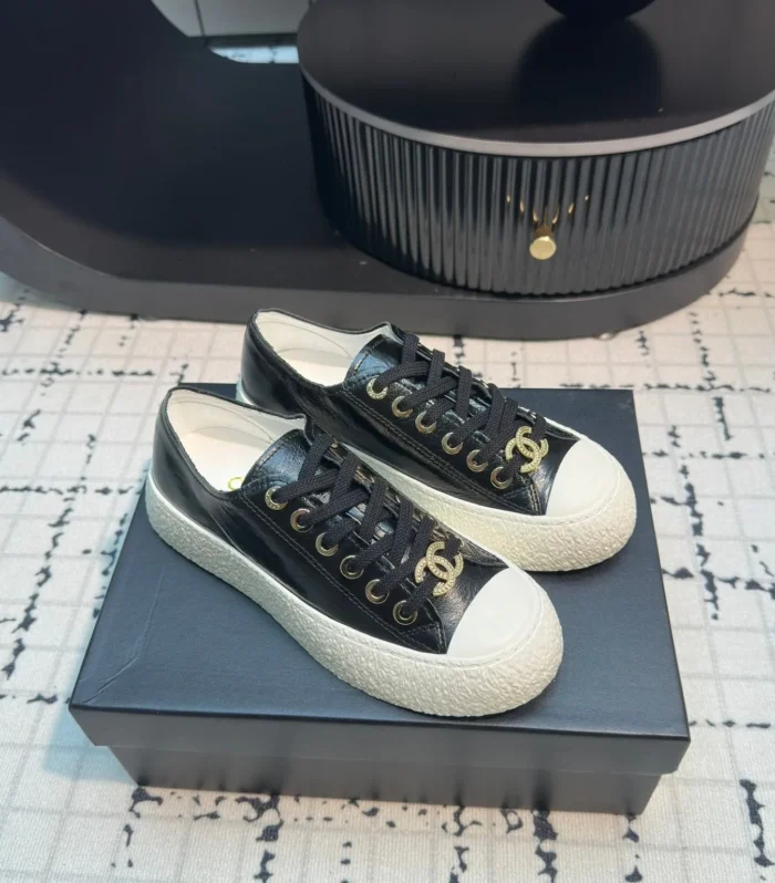 CC Low Sneaker 30mm Black Calfskin