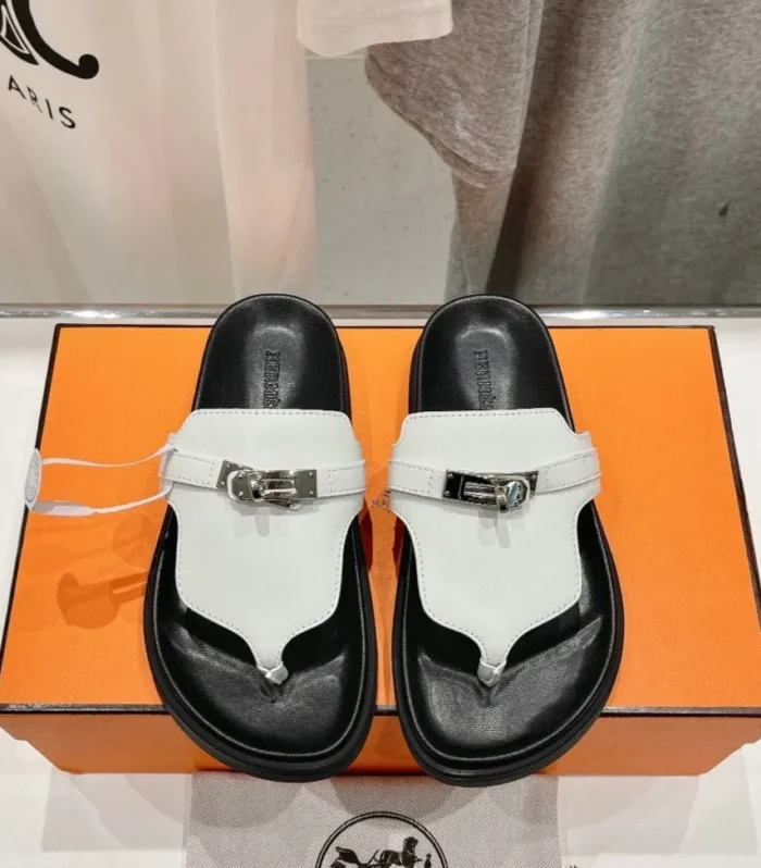 EMPIRE SANDAL BLACK MIX WHITE CALFSKIN