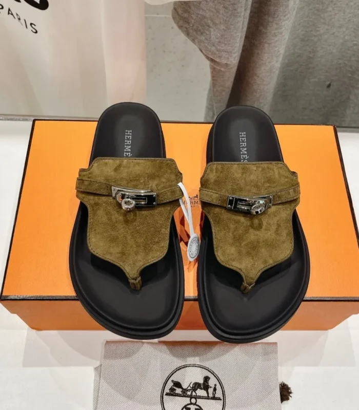 EMPIRE SANDAL BLACK MIX ARMY GREEN SUEDE