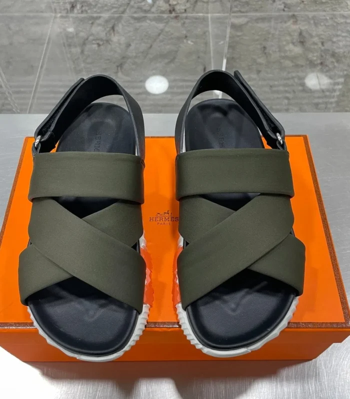 ELECTRIC SANDAL BLACK MIX DARK ARMY CALFSKIN