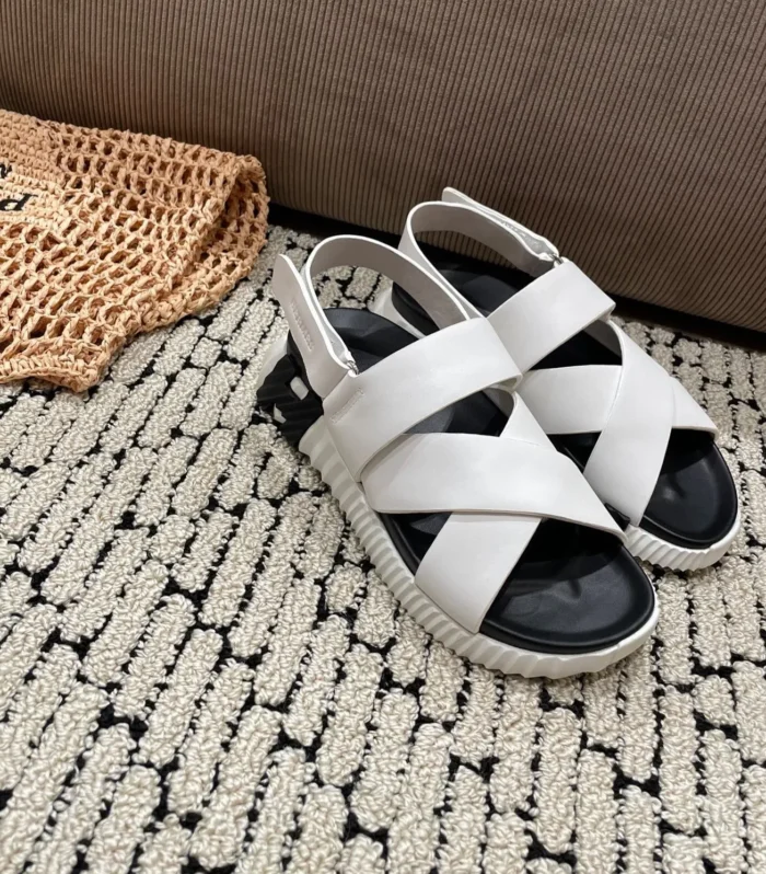 ELECTRIC SANDAL BLACK MIX CREAMY WHITE CALFSKIN