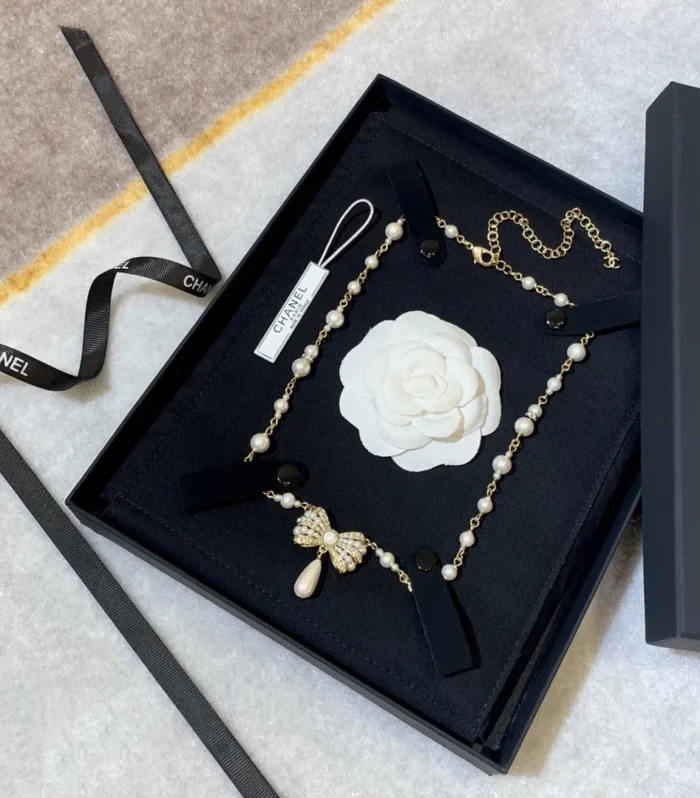 Chanel Bow Pearl Necklace