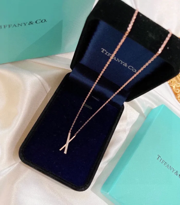 Atlas Cross Diamond Necklace Rose Gold