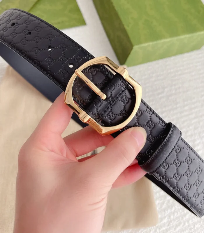 GC BELT GOLD BUCKLE IN GG SINK LEATHER 4.0CM