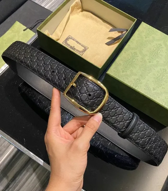 GC BELT G BUCKLE DELICATE PATTERN LEATHER 4.0CM