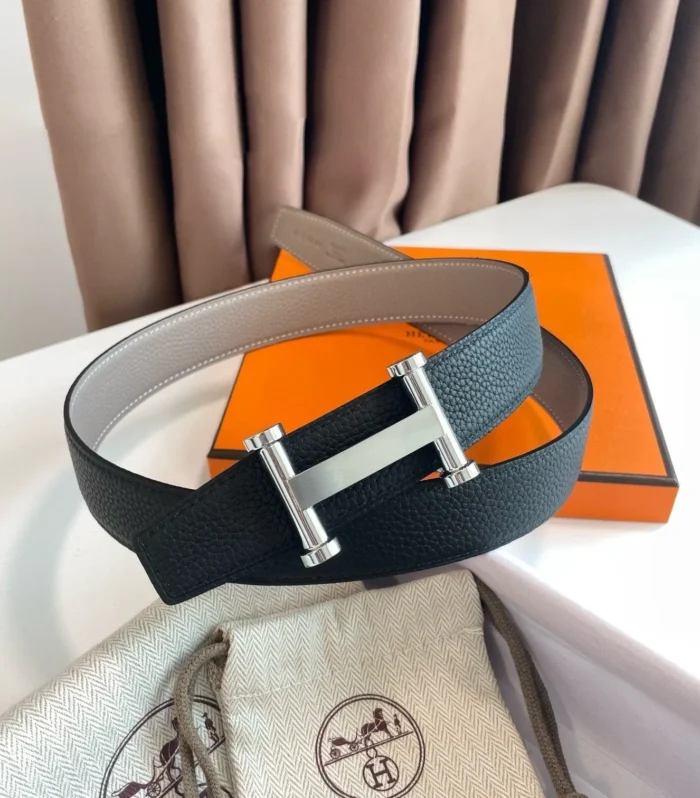 H AGORA BELT 32MM BLACK GREY LEATHER