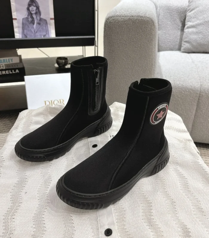 CD Ankle Boots Black Elastic Fabric