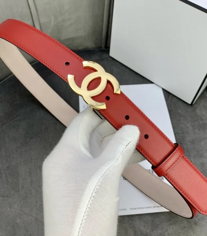 CC WOMEN'S BELT 3.0CM LEATHER RED BUCKLE GOLD