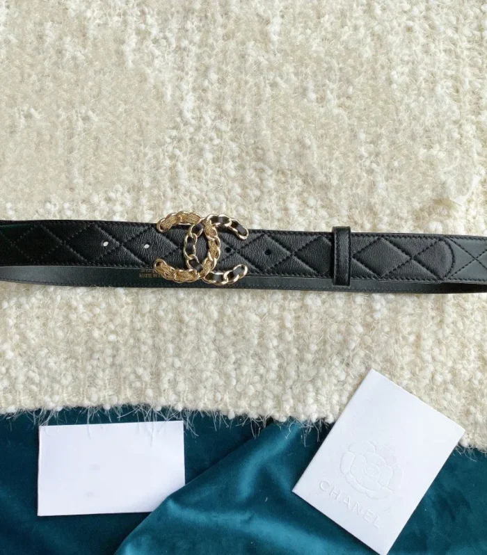 CC WOMEN'S BELT 3.0CM LEATHER BLACK CARO BUCKLE MULTICOLOR