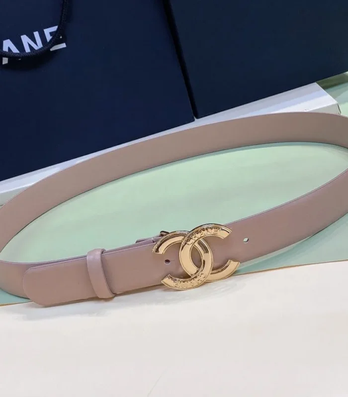 CC WOMEN'S BELT 3.0CM BUCKLE PINK GOLD LEATHER PINK