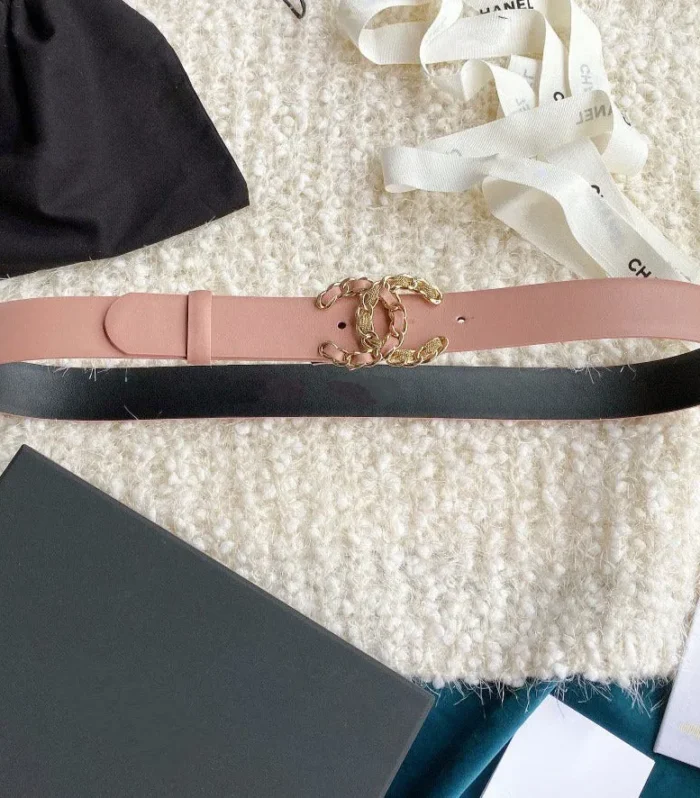 CC WOMEN'S BELT 3.0CM BUCKLE MULTICOLOR LEATHER PINK