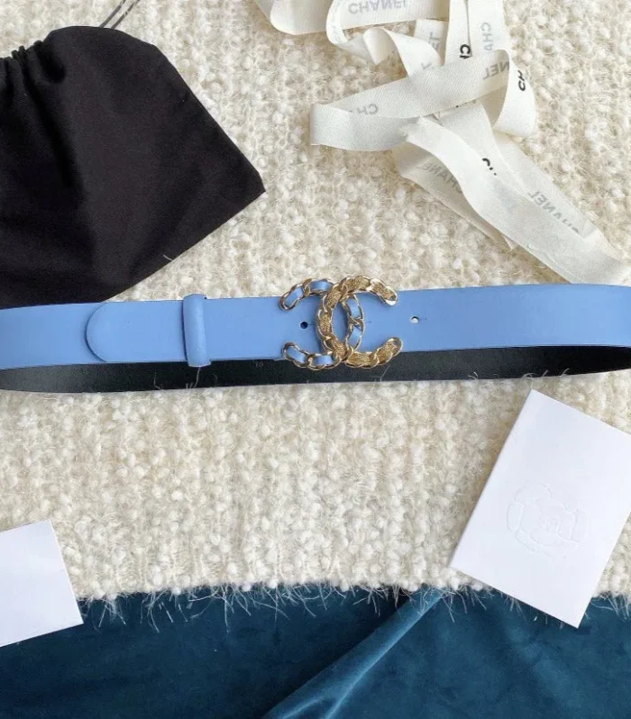 CC WOMEN'S BELT 3.0CM BUCKLE MULTICOLOR LEATHER BLUE