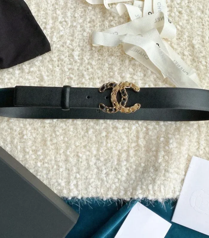 CC WOMEN'S BELT 3.0CM BUCKLE MULTICOLOR LEATHER BLACK