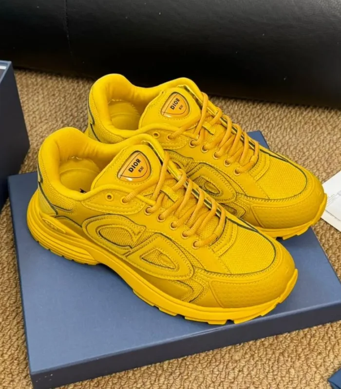 CD And Stone Island B30 Sneaker Yellow Cowhide And Polyester Mesh Fabric