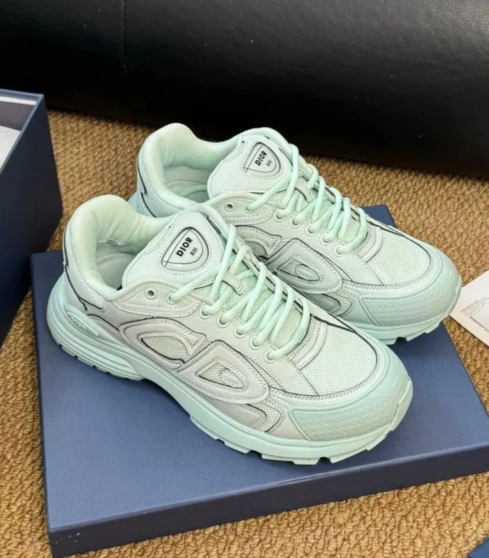 CD And Stone Island B30 Sneaker Light Turquoise Cowhide And Polyester Mesh Fabric