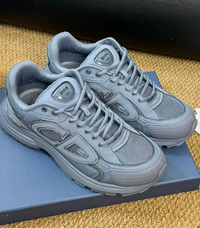 CD And Stone Island B30 Sneaker Blue Grey Cowhide And Polyester Mesh Fabric