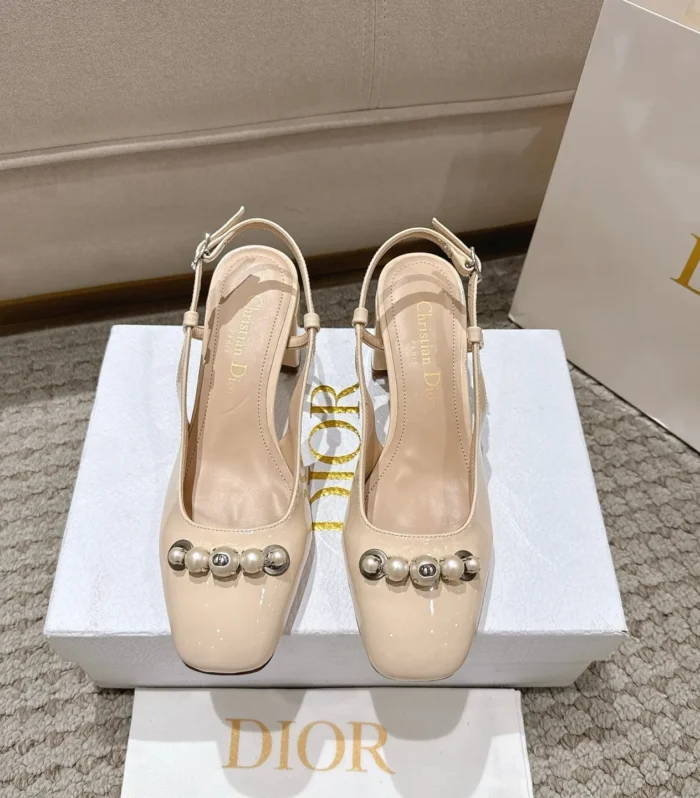 CD 25 slingback beige pearls patent leather 396118
