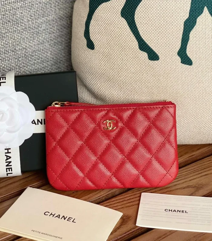 cc zipped wallet 15 red caviar gold hardware