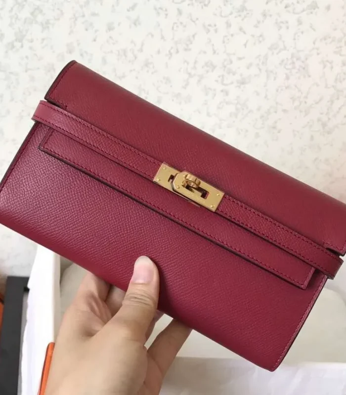 Kelly Long Wallet 20cm Dark Red Epsom Leather