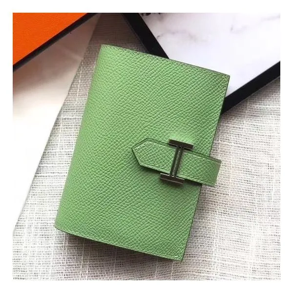 HM Bearn 10cm Mini Wallet In Vert Criquet Epsom Leather