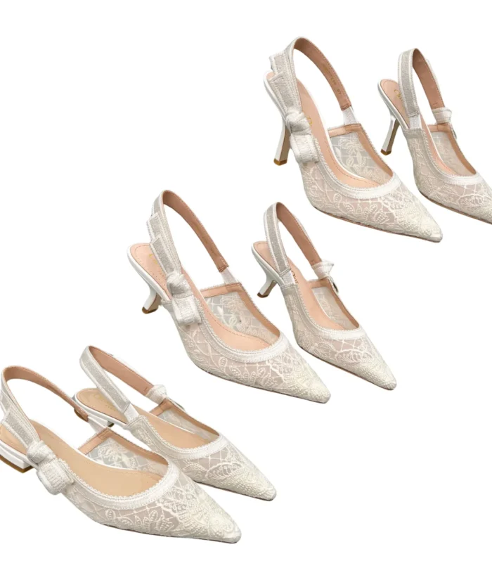 CD 25 Slingback Pump White Transparent Mesh