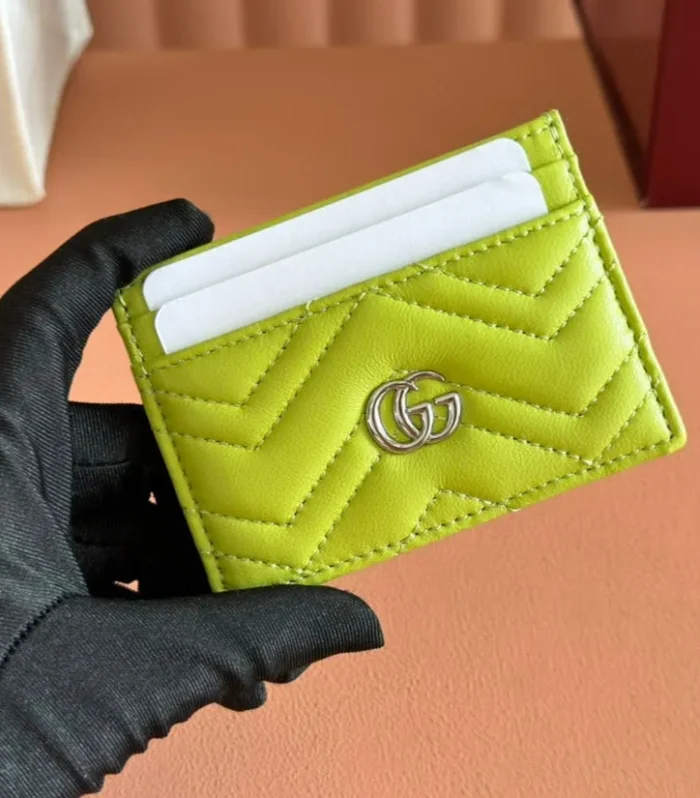 Gucci Marmont Card Wallet Lime Green Calfskin 254956