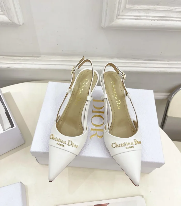 CD 25 Slingback Heel White Leather 307437