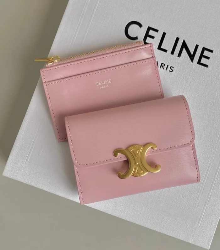 TRIPHOME 9 WALLET TWO-IN-ONE PINK PASTEL CALFSKIN