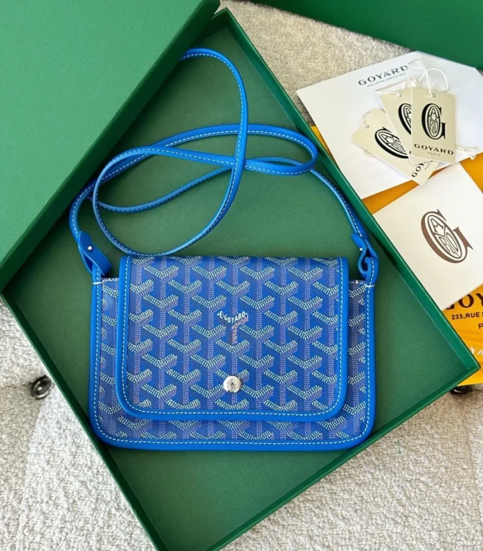 PLUMET POCKET WALLET 20 IN SAPPHIRE BLUE GOYARDINE CANVAS AND LAMBSKIN TRIM