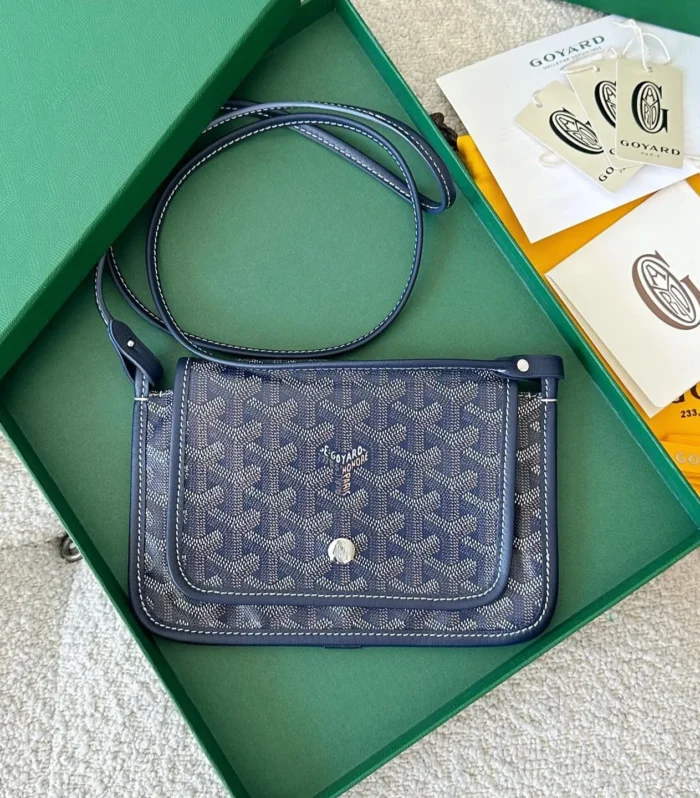 PLUMET POCKET WALLET 20 IN NAVY BLUE GOYARDINE CANVAS AND LAMBSKIN TRIM