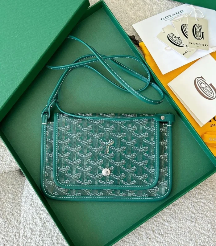 PLUMET POCKET WALLET 20 IN GREEN GOYARDINE CANVAS AND LAMBSKIN TRIM
