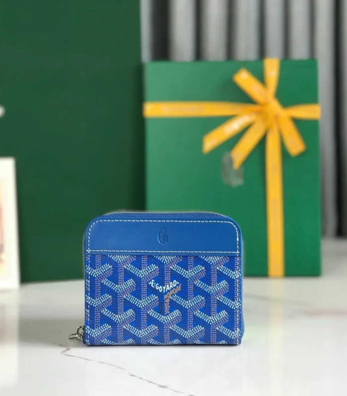 MATIGNON MINI WALLET 11 IN SAPPHIRE BLUE GOYARDINE CANVAS AND CALFSKIN