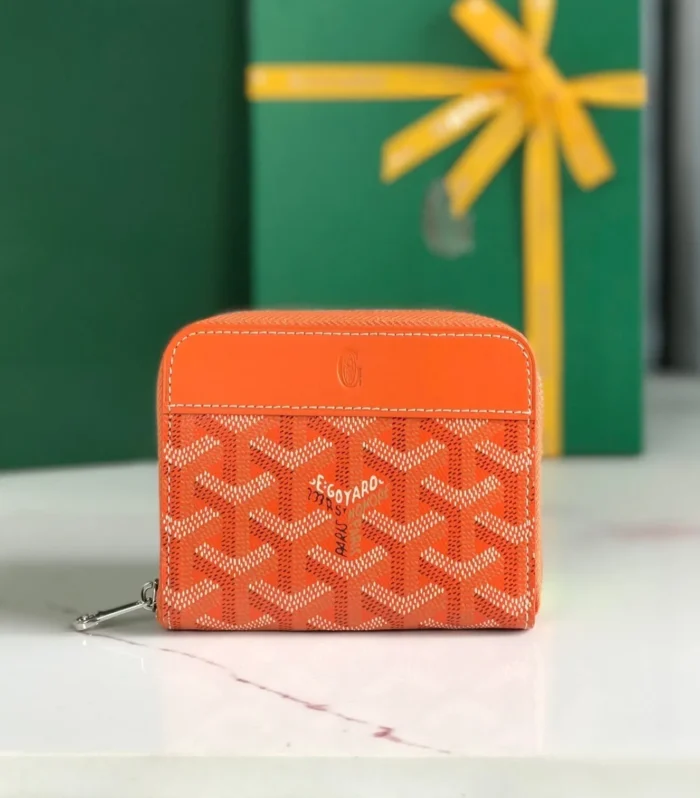 MATIGNON MINI WALLET 11 IN ORANGE GOYARDINE CANVAS AND CALFSKIN