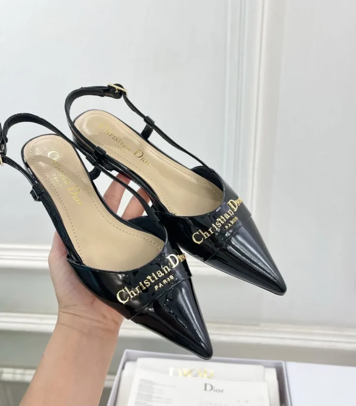 CD 25 Slingback Flat Black Patent Leather 307438