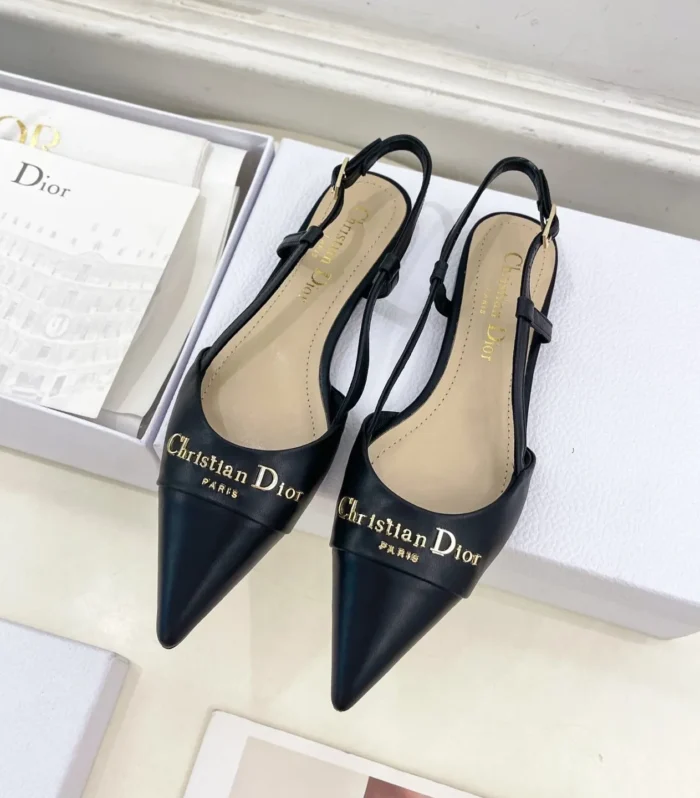 CD 25 Slingback Flat Black Calfskin 307441