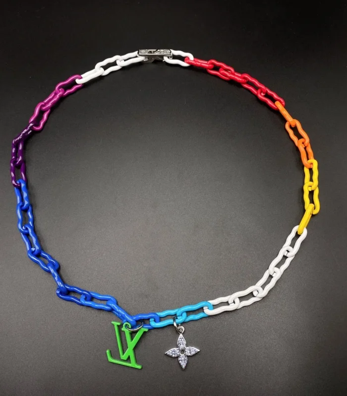 Rainbow Letter Couple Necklace
