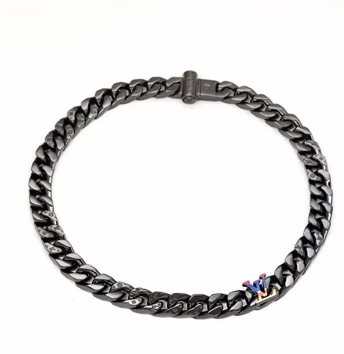 Rainbow Cuban Chain Black