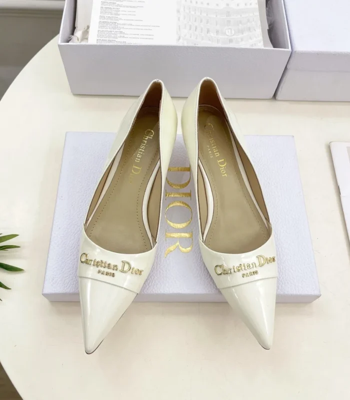 CD 25 Pump High Heels White Patent Leather 307418